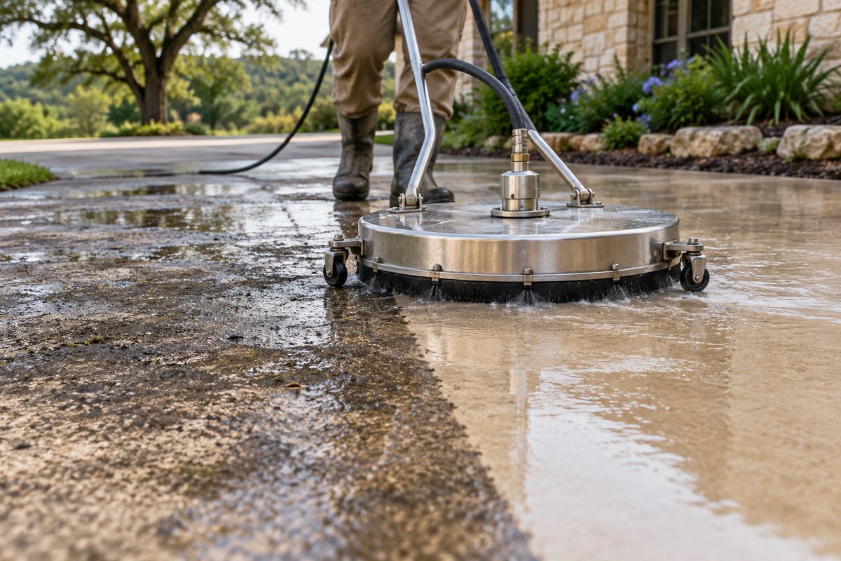Stainless steel dual-nozzle rotary surface cleaner washing concrete driveway pavement